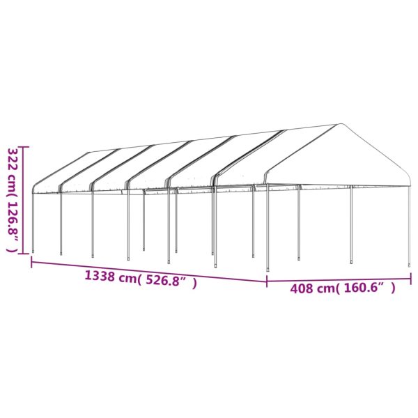 Gazebo Con Tetto Bianco 13,38x4,08x3,22 M In Polietilene - Image 5