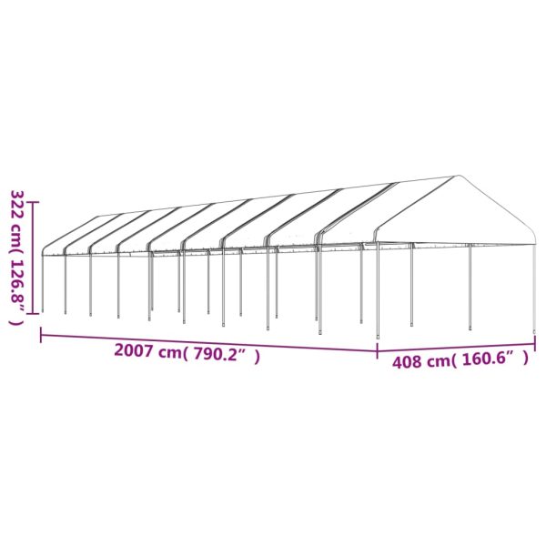 Gazebo Con Tetto Bianco 20,07x4,08x3,22 M In Polietilene - Image 5