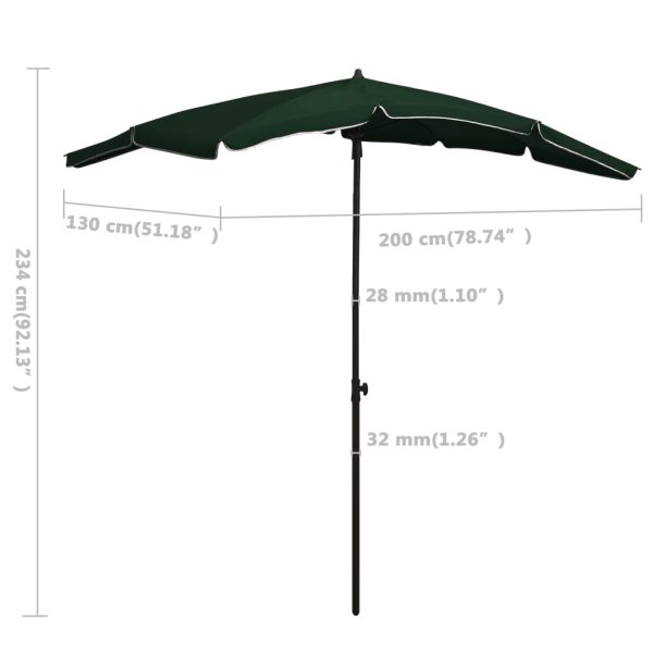 Ombrellone Da Giardino Con Palo 200x130 Cm Verde - Image 6