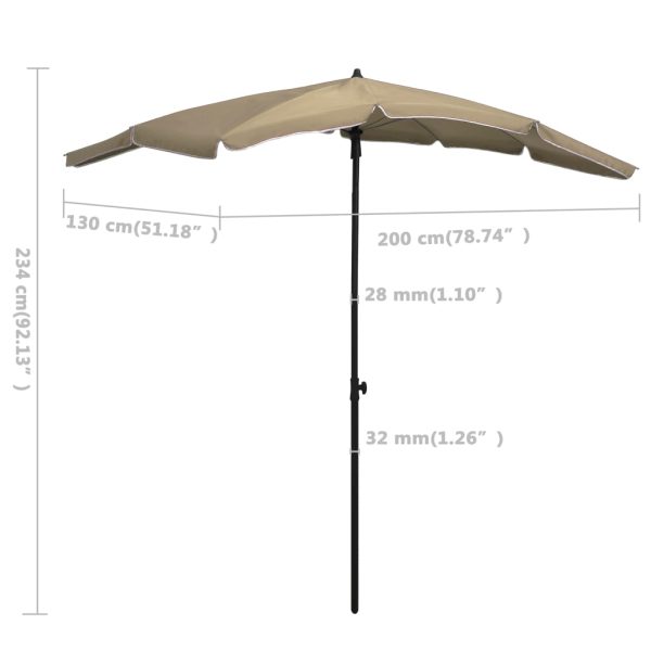 Ombrellone Da Giardino Con Palo 200x130 Cm Tortora - Image 6