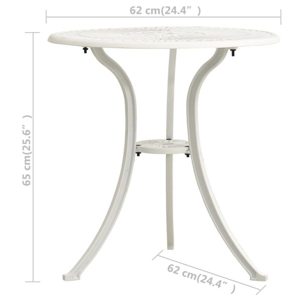 Tavolo Da Giardino Bianco 62x62x65 Cm In Alluminio Pressofuso - Image 6