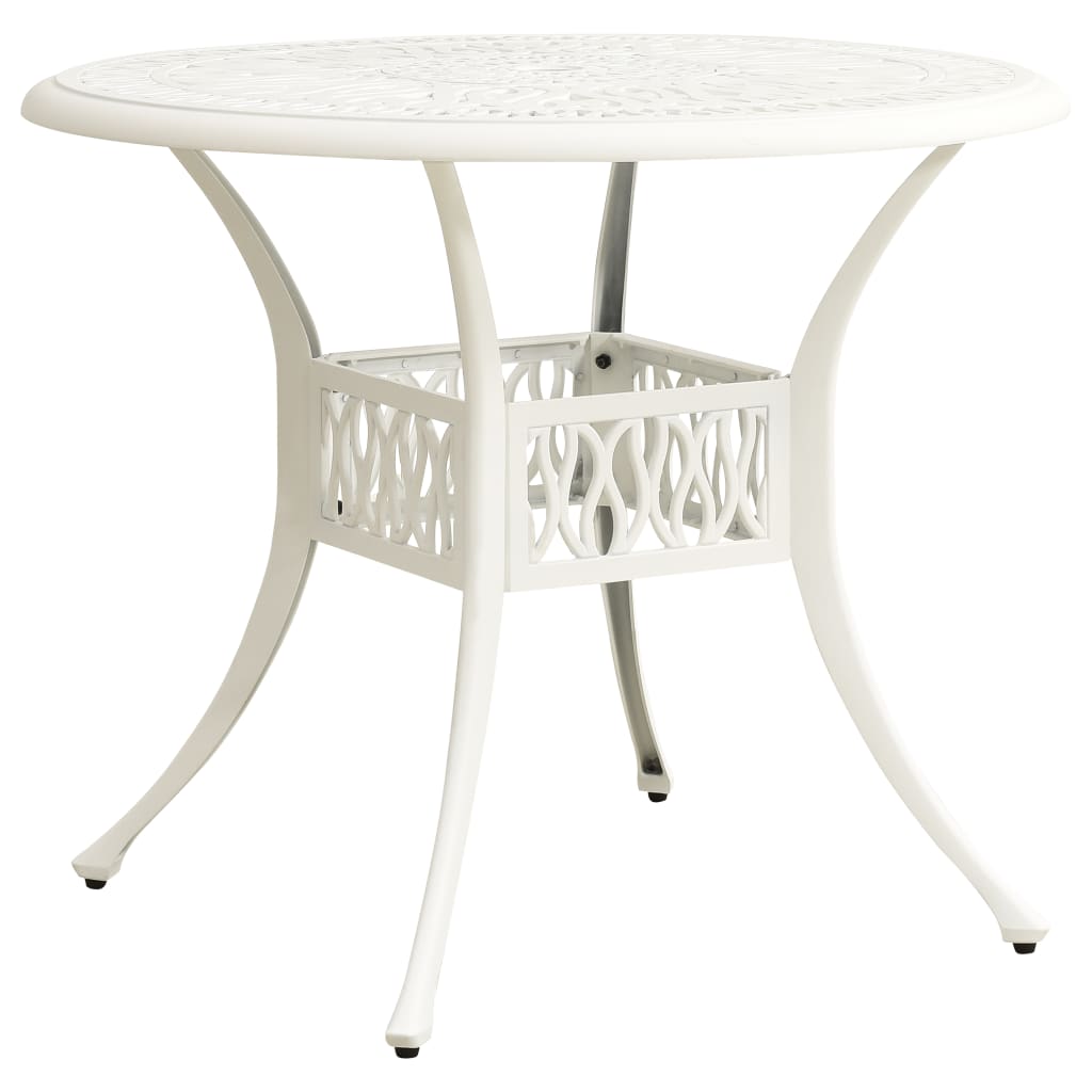 Tavolo Da Giardino Bianco 90x90x74 Cm In Alluminio Pressofuso