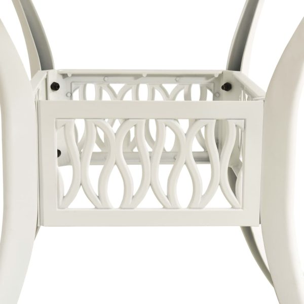 Tavolo Da Giardino Bianco 90x90x74 Cm In Alluminio Pressofuso - Image 4