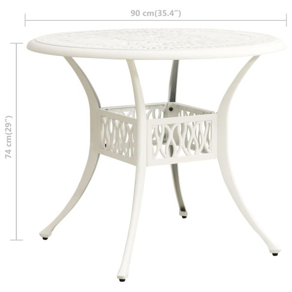 Tavolo Da Giardino Bianco 90x90x74 Cm In Alluminio Pressofuso - Image 6