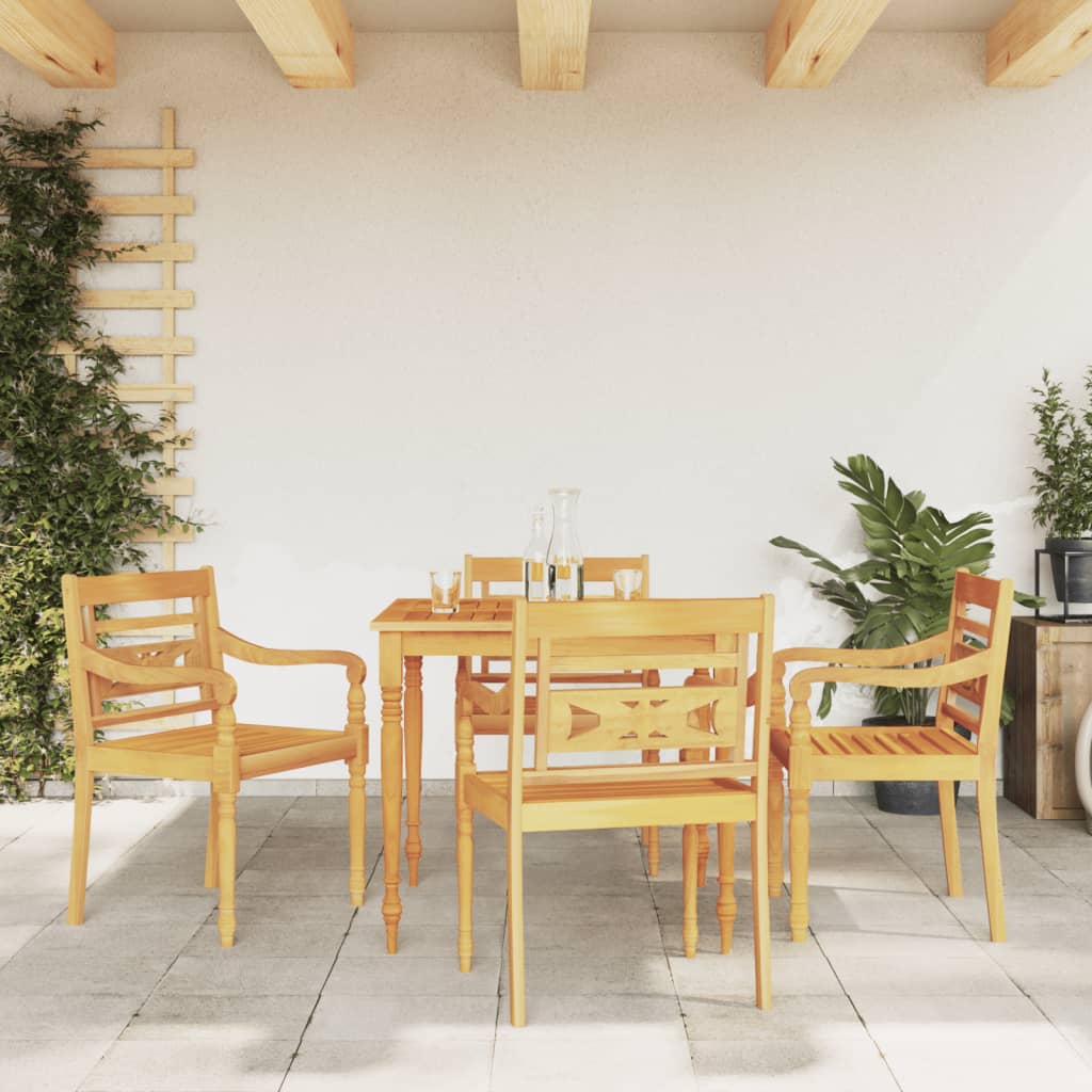 Set Da Pranzo Per Giardino 5 Pz In Legno Massello Di Teak