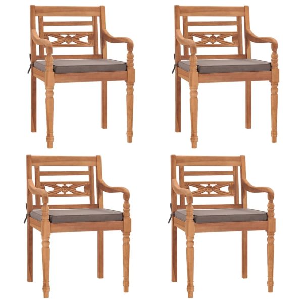 Set Pranzo Giardino 5pz Con Cuscini Grigio Scuro Massello Teak - Image 3