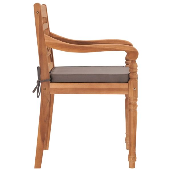 Set Pranzo Giardino 5pz Con Cuscini Grigio Scuro Massello Teak - Image 6