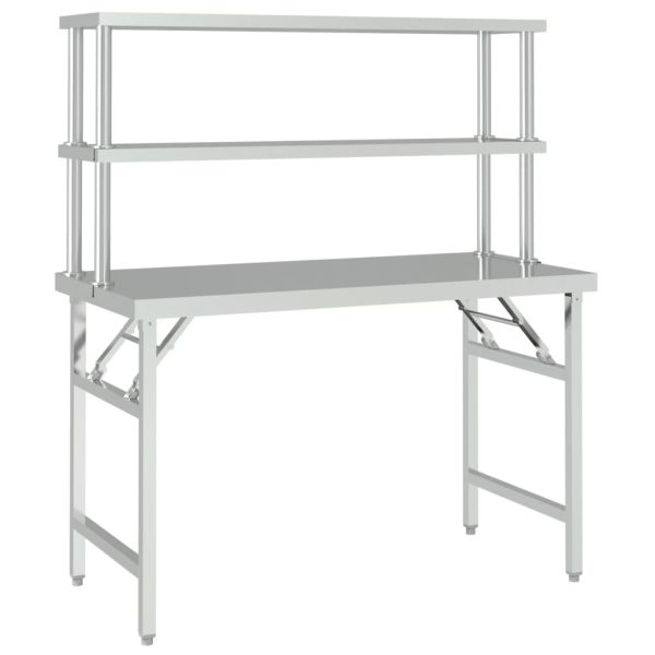 Tavolo Lavoro Cucina Con Ripiano 120x60x145 Cm Acciaio Inox - Image 3