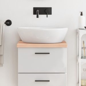 Piano Bagno 40x40x(2-4) Cm In Legno Massello Non Trattato