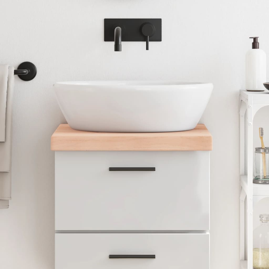 Piano Bagno 40x60x(2-6) Cm In Legno Massello Non Trattato