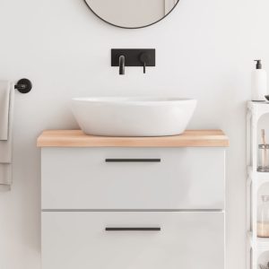 Piano Bagno 80x60x(2-4) Cm In Legno Massello Non Trattato