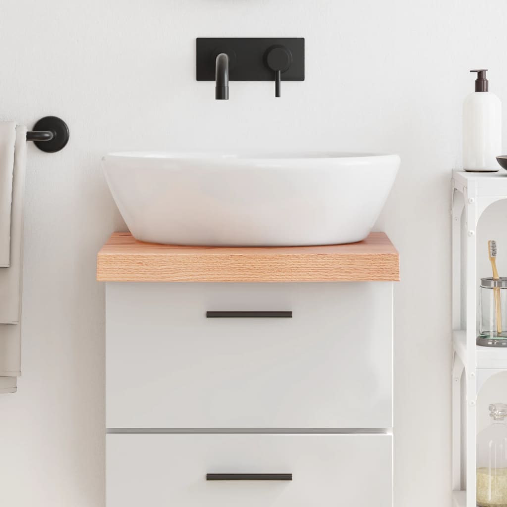 Piano Bagno Marrone 40x60x(2-6) Cm Legno Massello Trattato