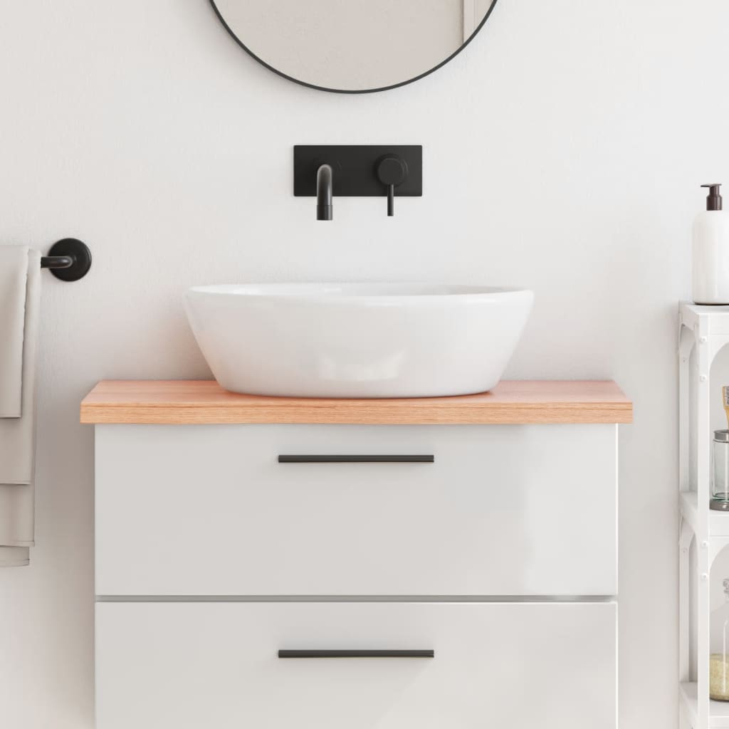 Piano Bagno Marrone 80x30x(2-4) Cm Legno Massello Trattato