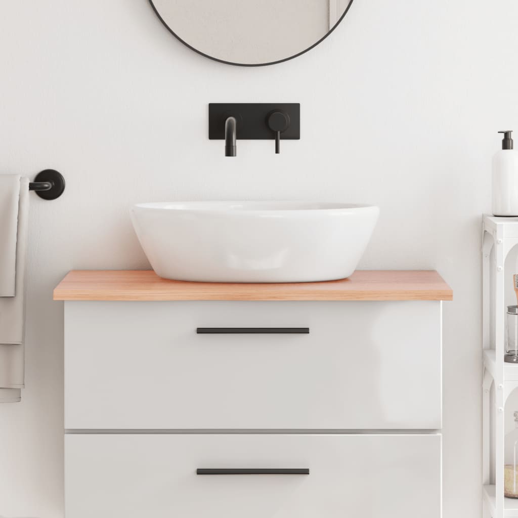 Piano Bagno Marrone Chiaro 80x50x2 Cm Legno Massello Trattato