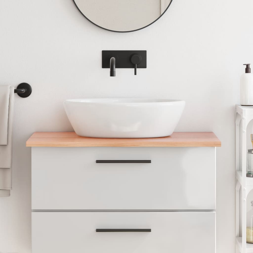 Piano Bagno Marrone Chiaro 80x60x2 Cm Legno Massello Trattato