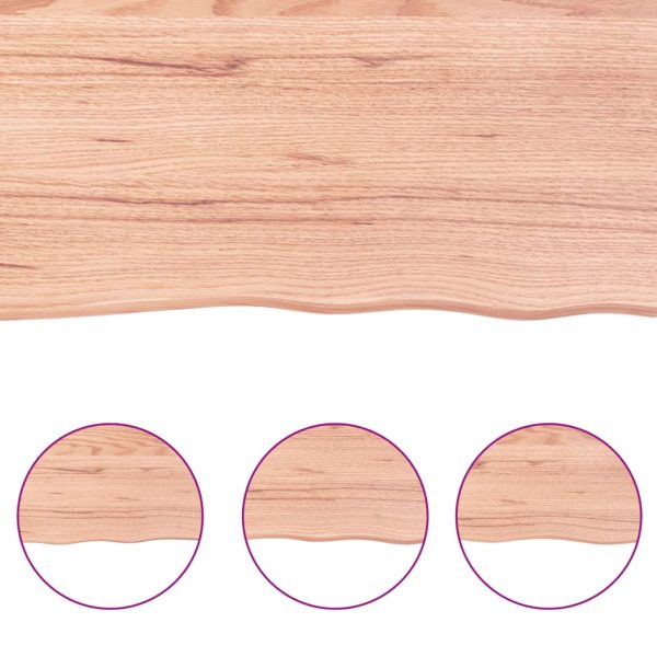 Piano Bagno Marrone 120x50x(2-4) Cm Legno Massello Trattato - Image 5