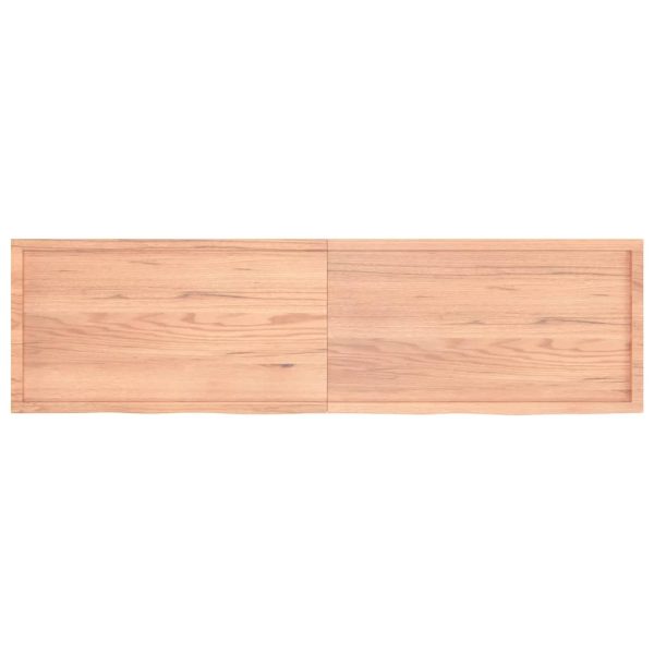 Piano Bagno Marrone 220x60x(2-4) Cm Legno Massello Trattato - Image 4
