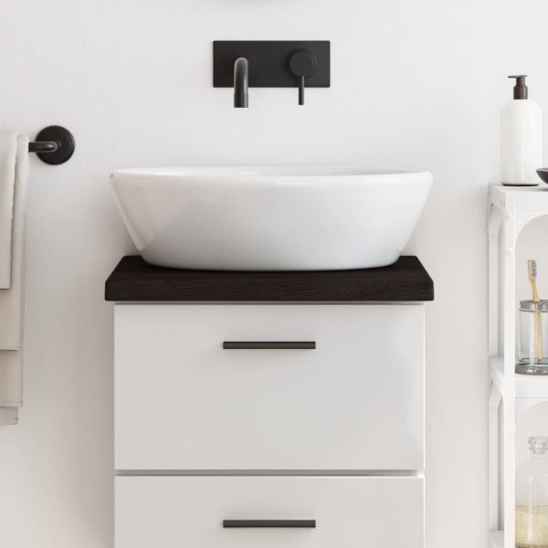 Piano Bagno Marrone Scuro 40x40x(2-4)cm Legno Massello Trattato