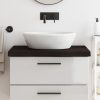 Piano Bagno Marrone Scuro 80x50x(2-6)cm Legno Massello Trattato