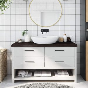 Piano Bagno Marrone Scuro 100x40x(2-6)cm Legno Trattato