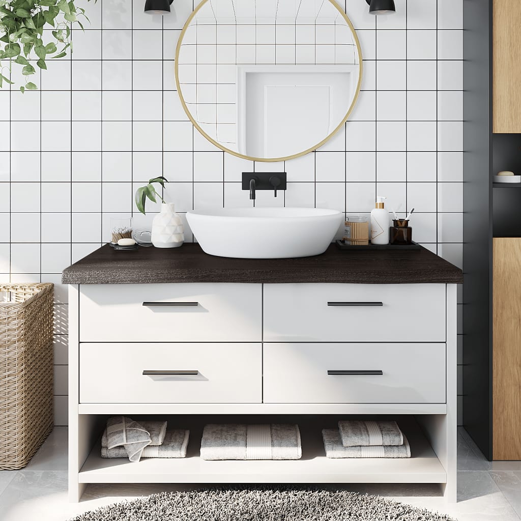 Piano Bagno Marrone Scuro 100x50x(2-6)cm Legno Trattato