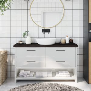 Piano Bagno Marrone Scuro 120x30x(2-6)cm Legno Trattato