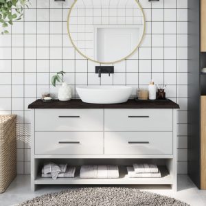 Piano Bagno Marrone Scuro 120x40x(2-4)cm Legno Trattato