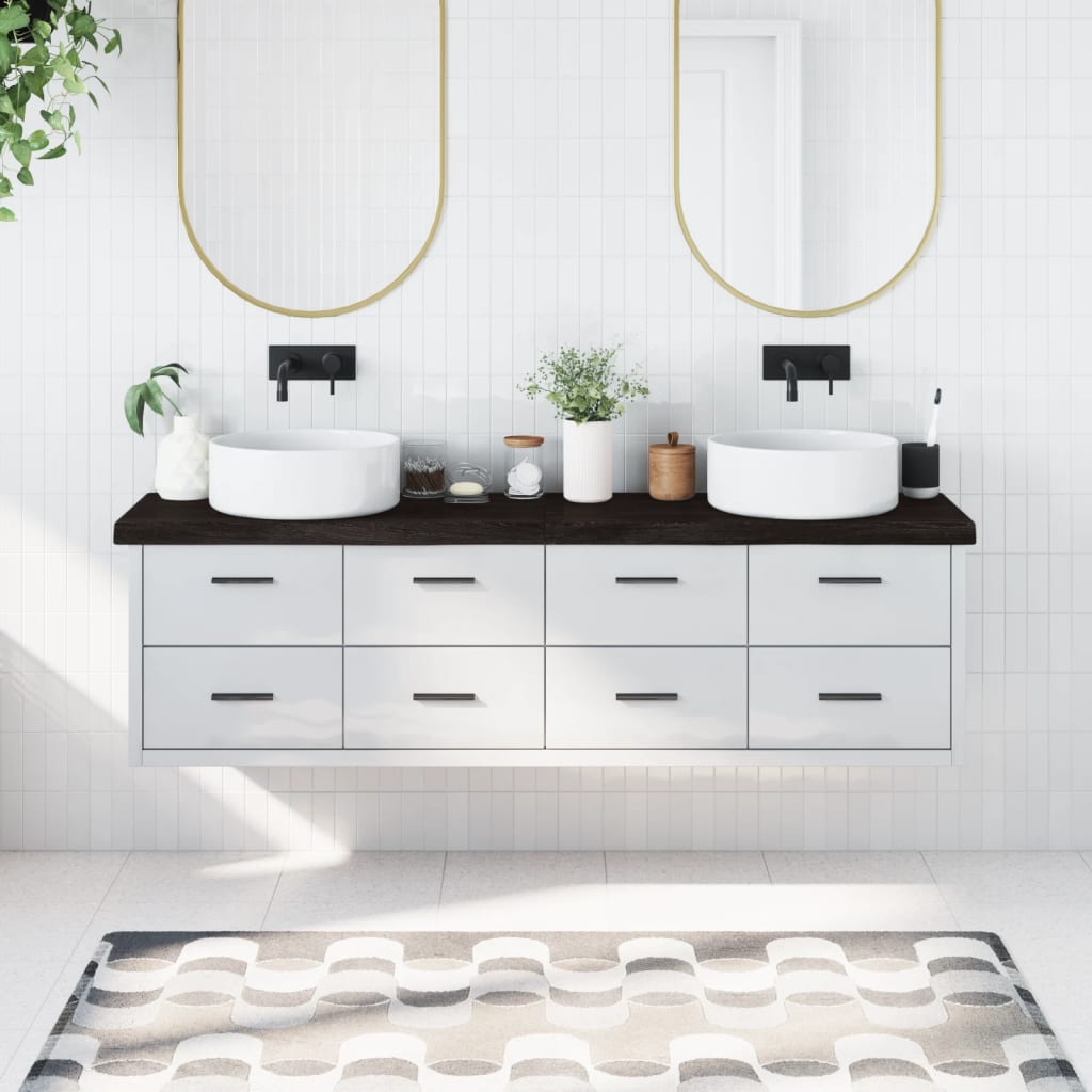 Piano Bagno Marrone Scuro 180x40x(2-6)cm Legno Trattato