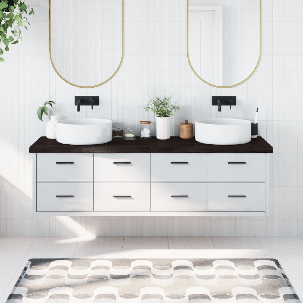 Piano Bagno Marrone Scuro 180x50x(2-6)cm Legno Trattato