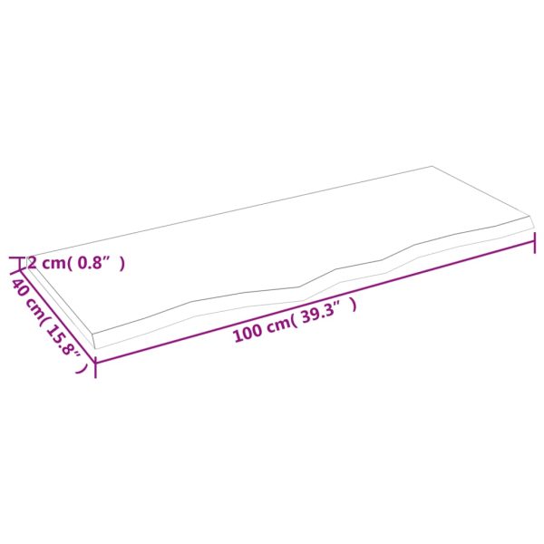 Piano Tavolo Marrone Chiaro 100x40x2cm Rovere Massello Trattato - Image 6
