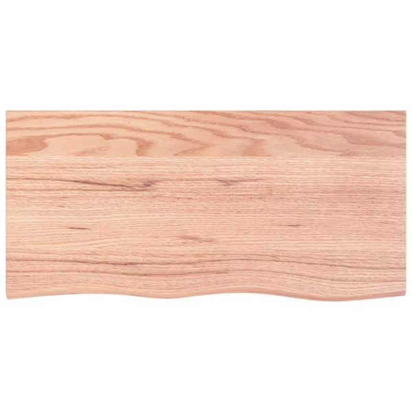 Piano Tavolo Marrone 100x50x(2-4) Cm Massello Rovere Trattato - Image 3