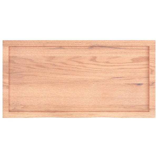 Piano Tavolo Marrone 100x50x(2-4) Cm Massello Rovere Trattato - Image 4