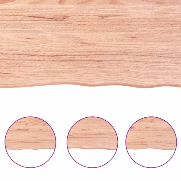 Piano Tavolo Marrone 100x50x(2-4) Cm Massello Rovere Trattato - Image 5