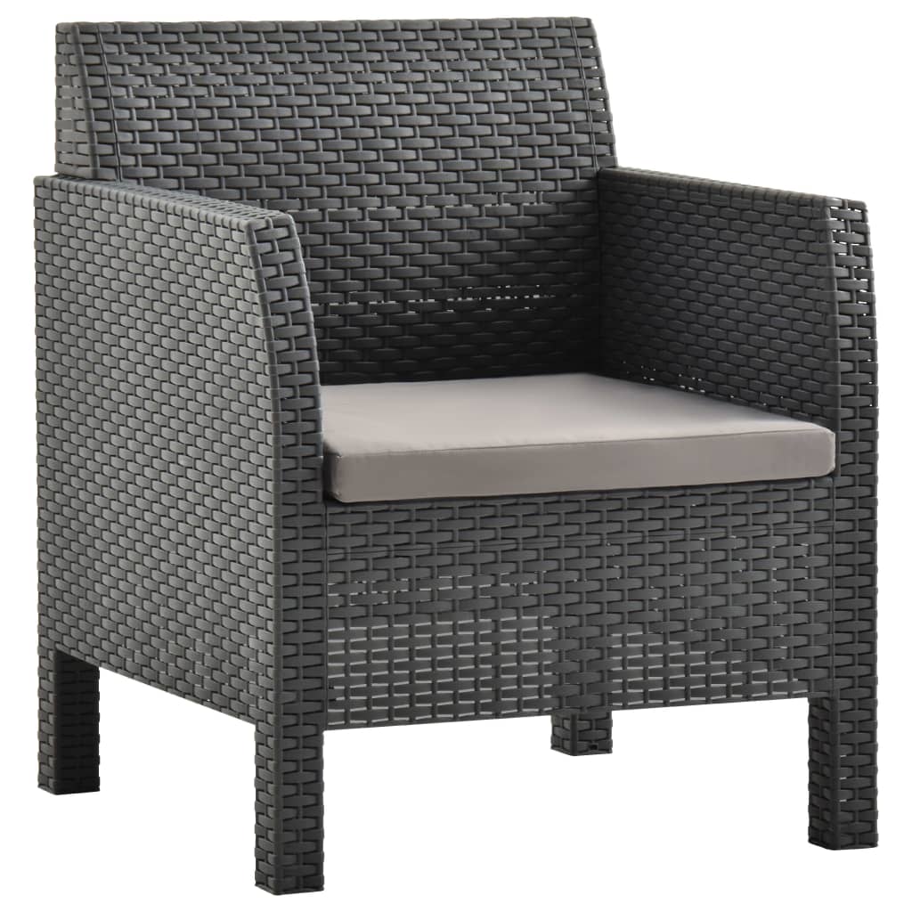 Sedia A Sdraio Da Giardino Con Cuscino In Rattan Pp Antracite