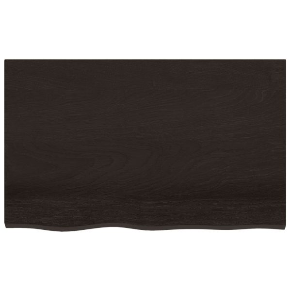 Piano Tavolo Marrone Scuro 80x50x2cm Rovere Massello Trattato - Image 3