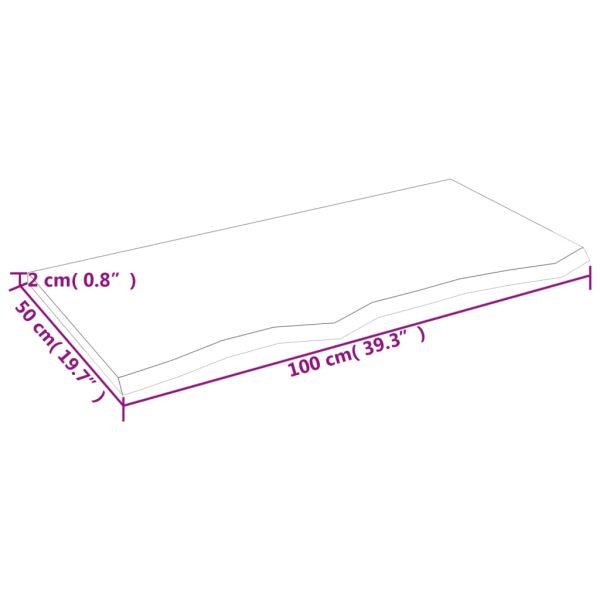 Piano Tavolo Marrone Scuro 100x50x2cm Rovere Massello Trattato - Image 6