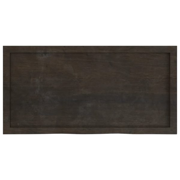 Piano Tavolo Marrone 100x50x(2-4) Cm Rovere Massello Trattato - Image 4