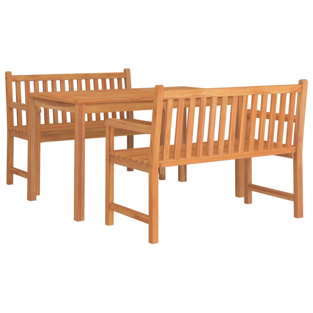 Set Da Pranzo Per Giardino 3 Pz In Legno Massello Di Teak - Image 3