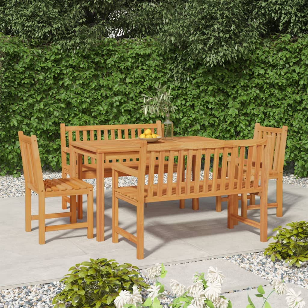 Set Da Pranzo Per Giardino 5 Pz In Legno Massello Di Teak