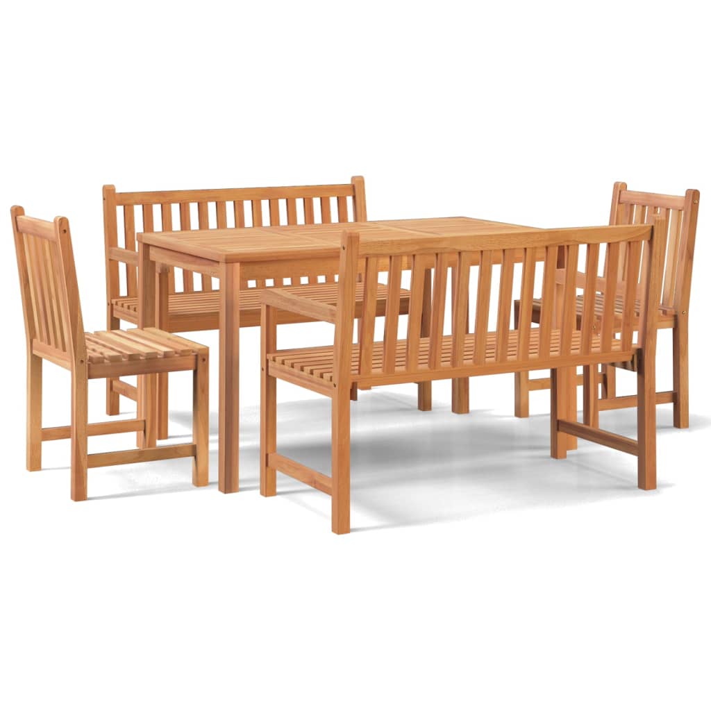 Set Da Pranzo Per Giardino 5 Pz In Legno Massello Di Teak - Image 2