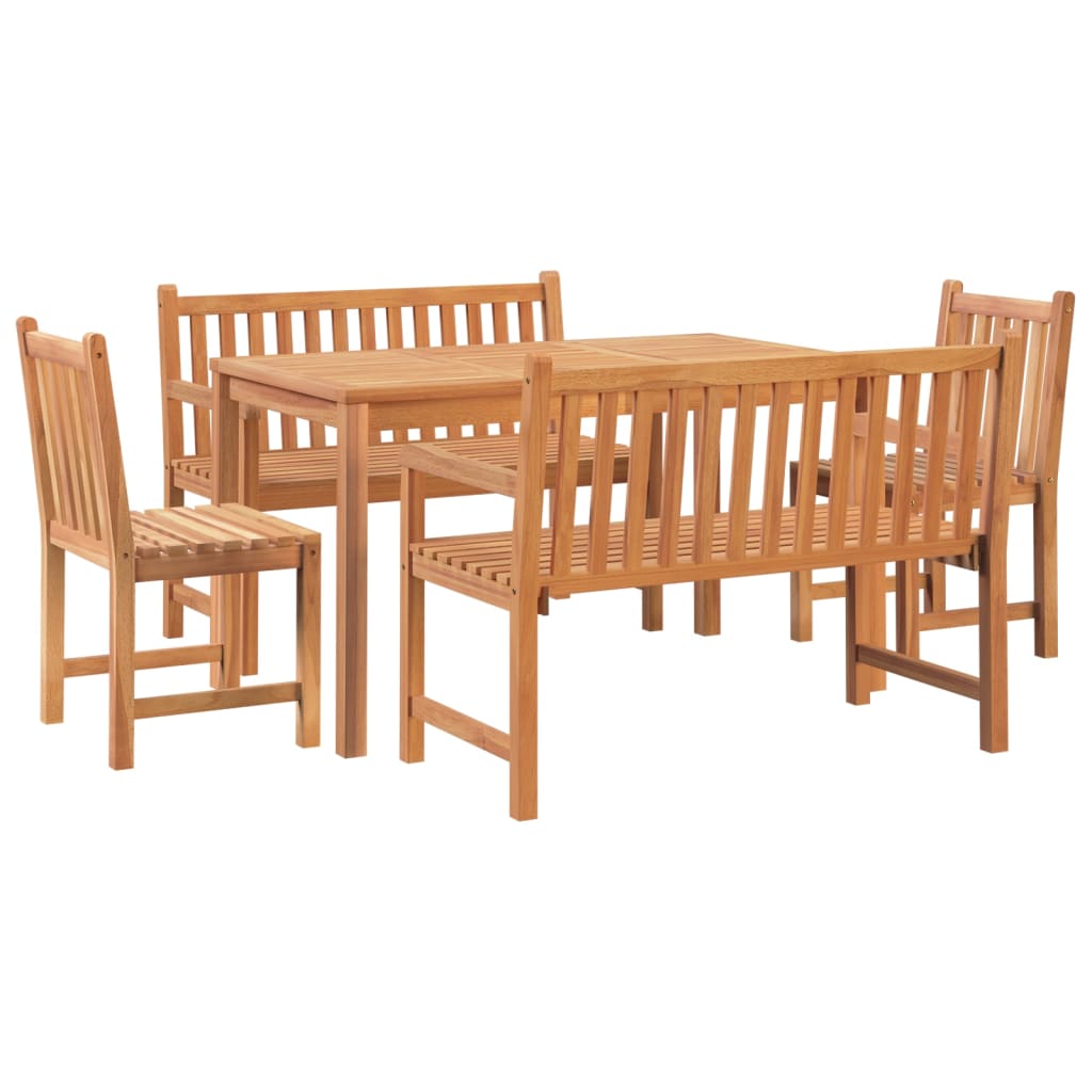 Set Da Pranzo Per Giardino 5 Pz In Legno Massello Di Teak - Image 3