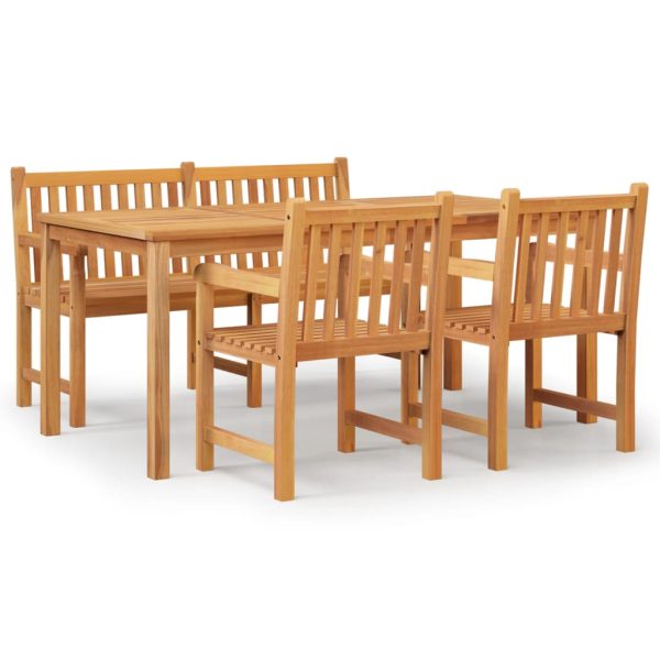 Set Da Pranzo Per Giardino 4 Pz In Legno Massello Di Teak - Image 2