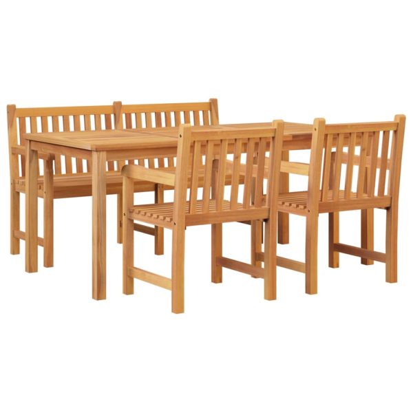 Set Da Pranzo Per Giardino 4 Pz In Legno Massello Di Teak - Image 3
