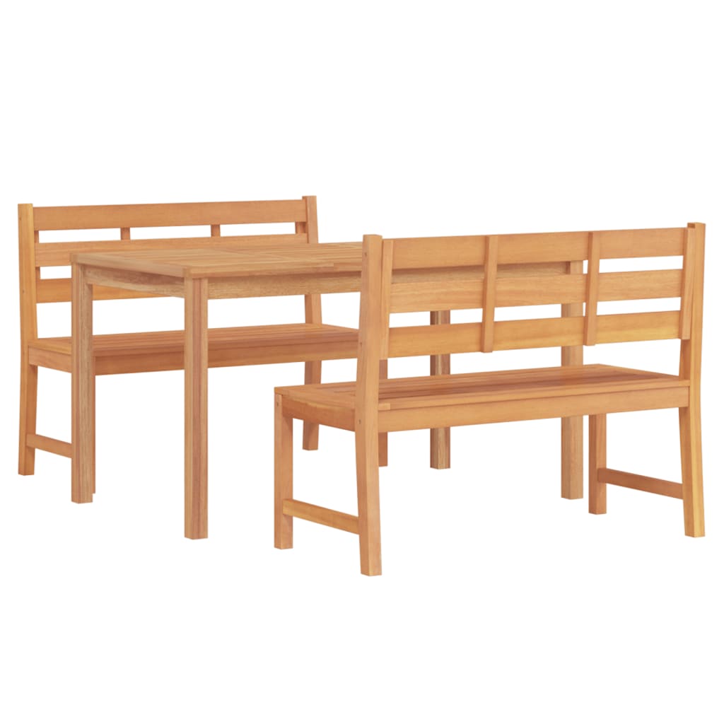 Set Da Pranzo Per Giardino 3 Pz In Legno Massello Di Teak - Image 3
