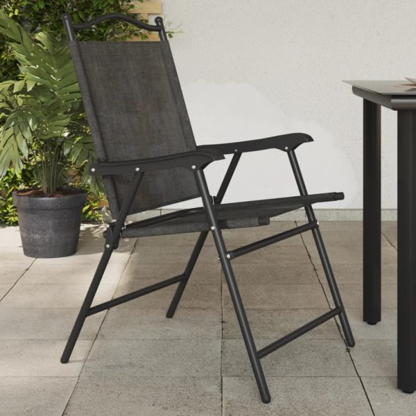 Sedie Giardino Pieghevoli 4 Pz Grigio Mélange Acciaio Textilene
