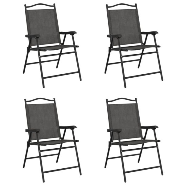 Sedie Giardino Pieghevoli 4 Pz Grigio Mélange Acciaio Textilene - Image 2