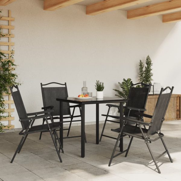 Sedie Giardino Pieghevoli 4 Pz Grigio Mélange Acciaio Textilene - Image 3