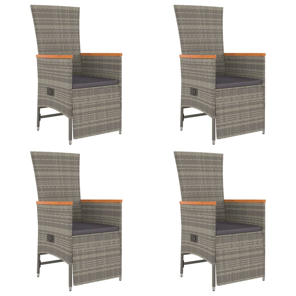 Set Da Pranzo Da Giardino 5 Pz Con Cuscini In Polyrattan Grigio - Image 4