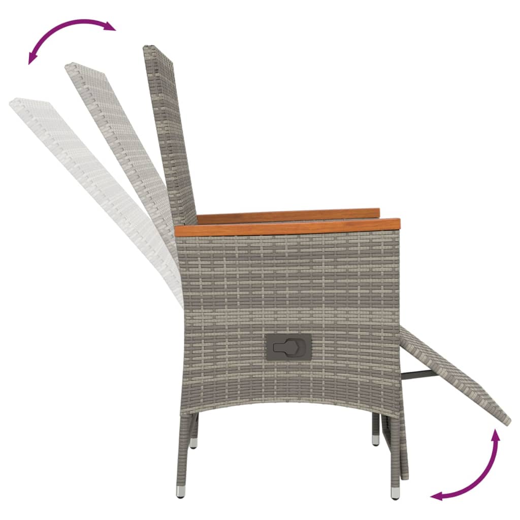 Set Da Pranzo Da Giardino 5 Pz Con Cuscini In Polyrattan Grigio - Image 6