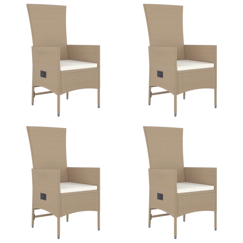 Set Da Pranzo Da Giardino 5 Pz Con Cuscini Beige In Polyrattan - Image 4